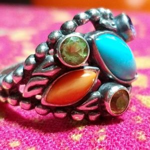 Vintage multi-gem sterling silver ring